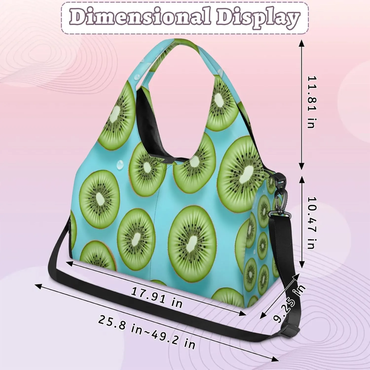 Green Sliced Delight Waterproof Gym Bag for Men Women, Sports Duffel Bag with Shoe Compartment Yoga Mat Holder, Portable Large Travel Bag for Fitness, Camping, Weekend Trips