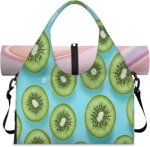 Green Sliced Delight Waterproof Gym Bag for Men Women, Sports Duffel Bag with Shoe Compartment Yoga Mat Holder, Portable Large Travel Bag for Fitness, Camping, Weekend Trips