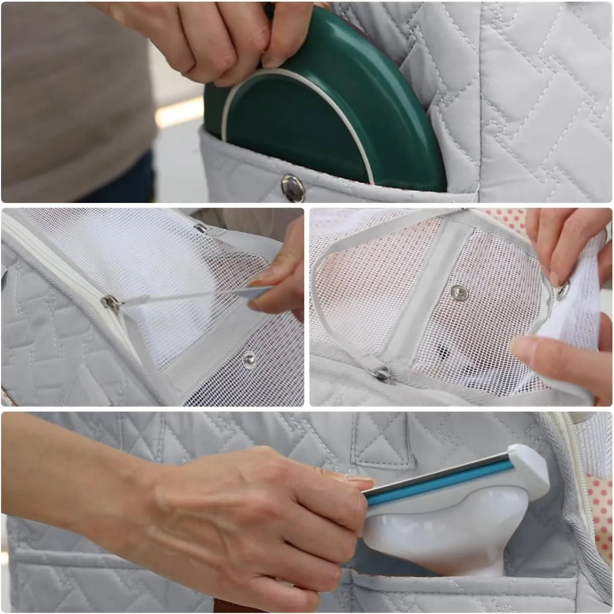Grey Puppy Carrier Purse, Woman Style Pets Bag for Small Cat Kittens, Multiple Pockets, Breathable Mesh Soft Cushion, Travel Outdoor Picnic Pets Totes, MAX 6 lb