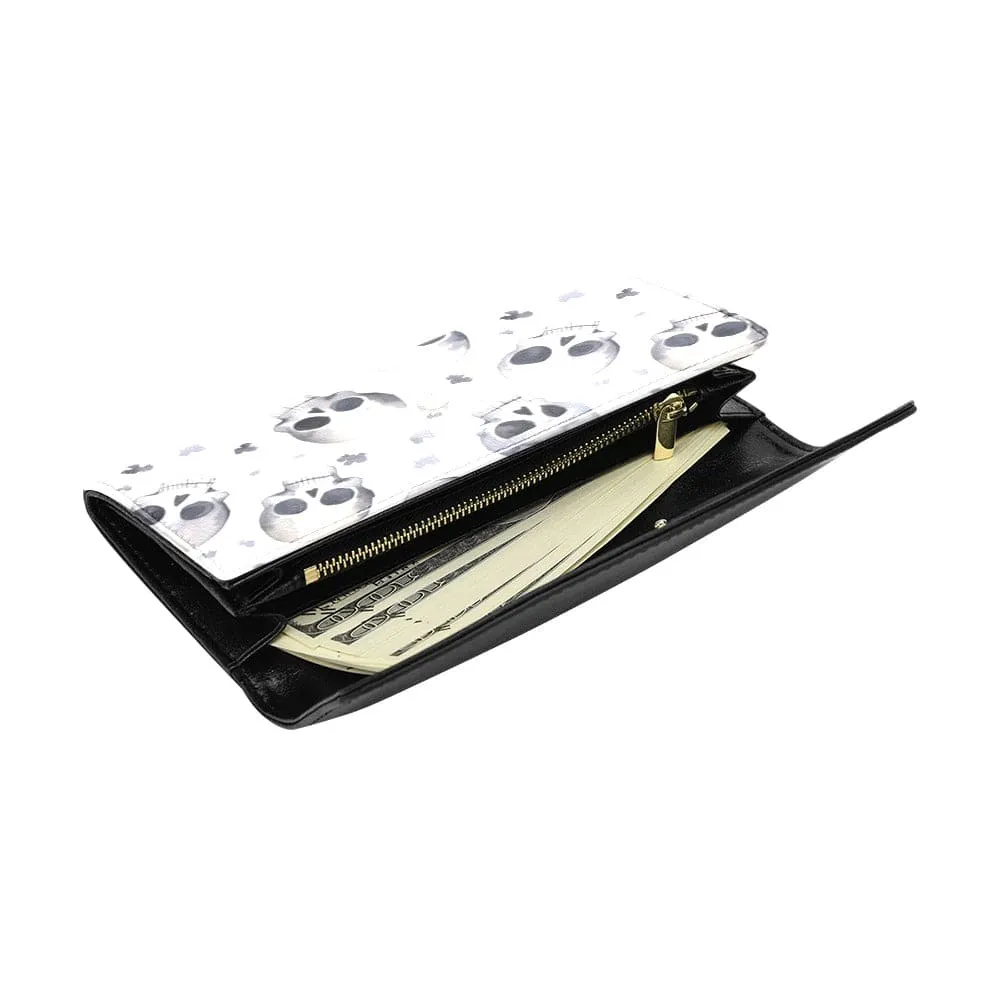 Grey Scale Skulls Women's Flap Wallet