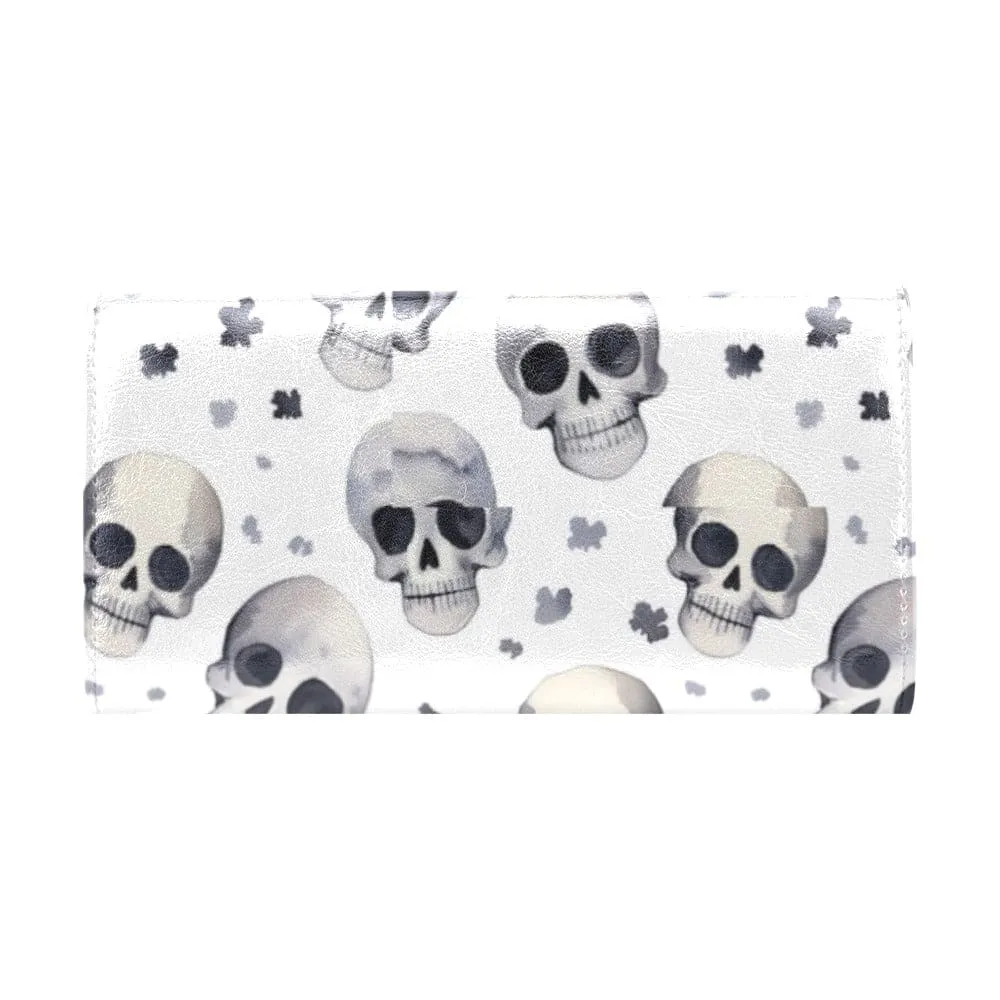 Grey Scale Skulls Women's Flap Wallet