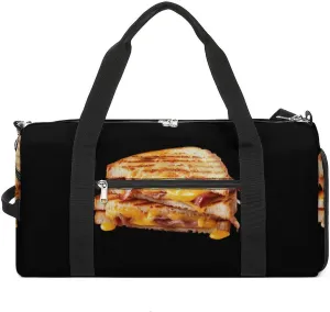 Grilled Cheese Sandwich Funny Gym Bag Travel Tote Bag Duffel Bag with Shoe Compartment for Weekender Sports Vacation