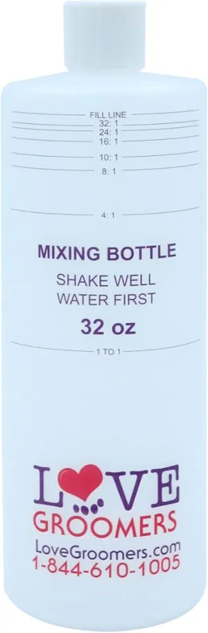 GROOMER ESSENTALS 32oz Dilution Bottles - Set of 4 - Professional Dog Grooming Mixing Bottles for Shampoo, Conditioner, and Solutions