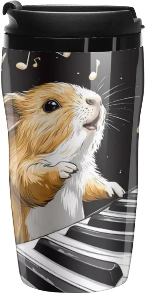 Guinea Pigs Music Note Coffee Mug with Lid Portable Tumbler Water Bottle for Travel Business 250ml
