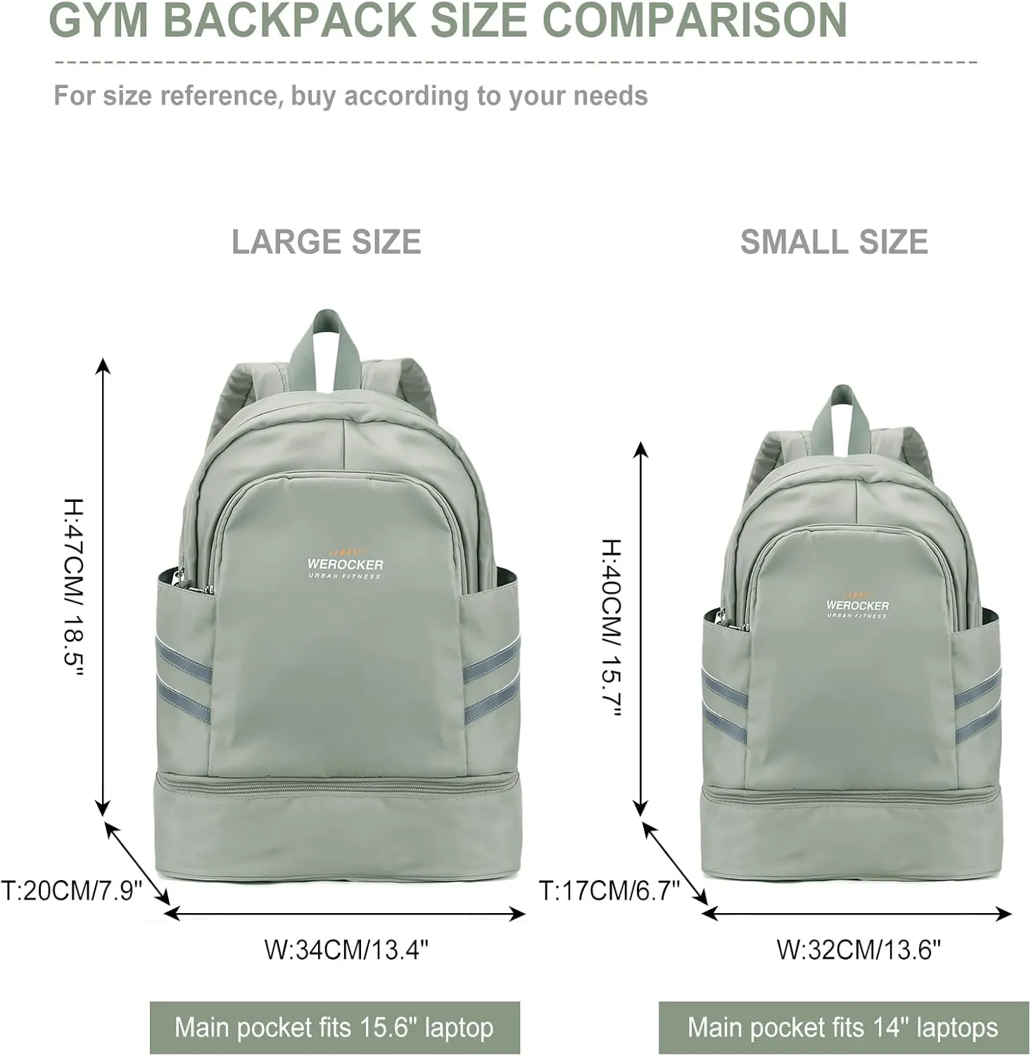 Gym Backpack for Women with Shoes Compartment & Wet Pocket, Large Travel Backpack Waterproof, Sports Backpack Gym Bag,Green