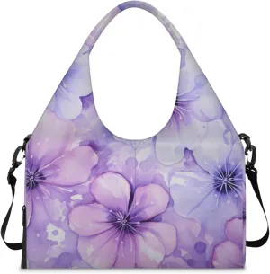 Gym Bag for Women Flower Themed Duffel Bag with Shoe Compartment and Yoga Mat Holder Portable Weekender Bags Travel Tote Bags