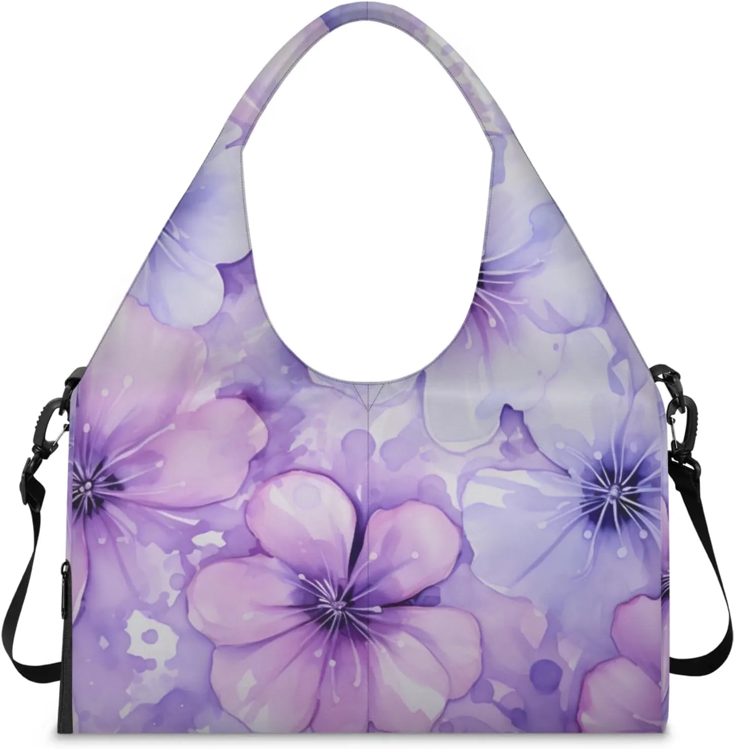 Gym Bag for Women Flower Themed Duffel Bag with Shoe Compartment and Yoga Mat Holder Portable Weekender Bags Travel Tote Bags