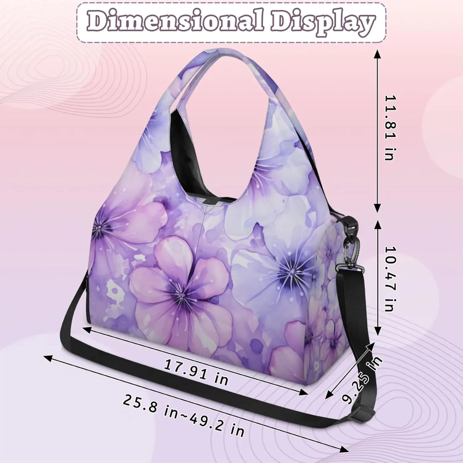 Gym Bag for Women Flower Themed Duffel Bag with Shoe Compartment and Yoga Mat Holder Portable Weekender Bags Travel Tote Bags