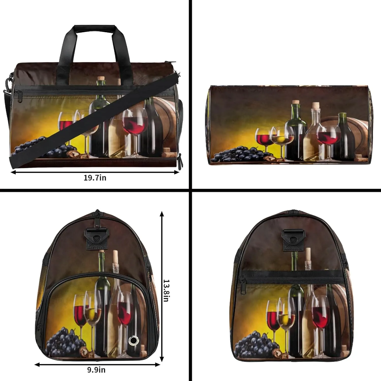 Gym Bag for Women Men Abstract Modern Wine Travel Duffle Bag with Shoe Compartment Waterproof Sports Tote Bags Large Overnight Weekender Bags for Travel Swimming Gym Yoga Dance