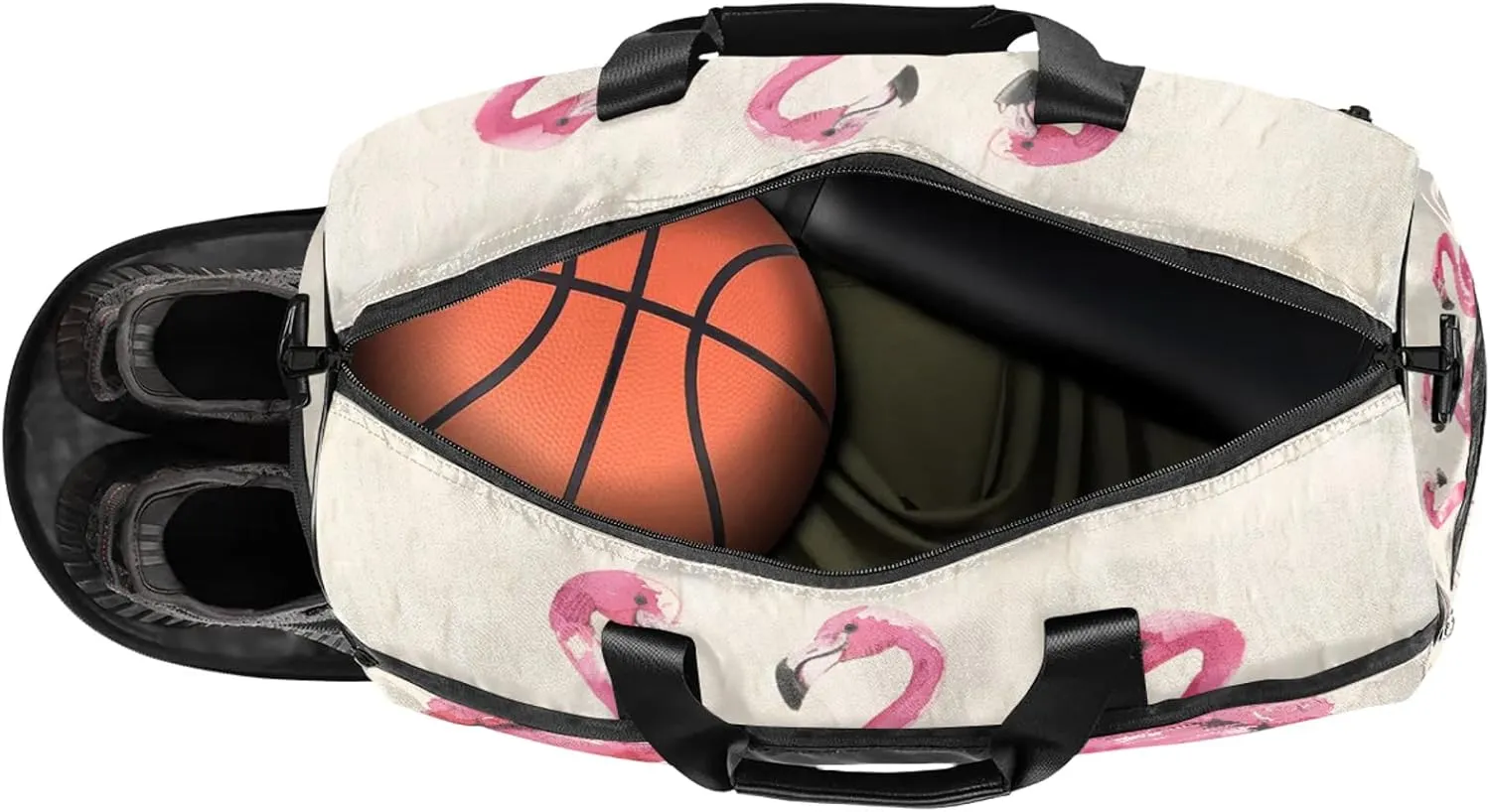 Gym Bag for Women Men Abstract Pink Flamingo Travel Duffle Bag with Shoe Compartment Waterproof Sports Tote Bags Large Overnight Weekender Bags for Travel Swimming Gym Yoga Dance