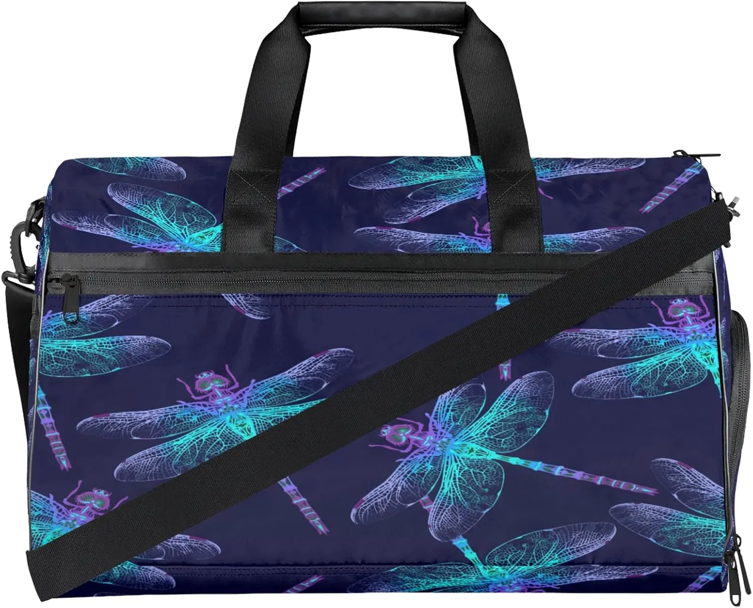 Gym Bag for Women Men Animal Abstract Dragonfly Travel Duffle Bag with Shoe Compartment Waterproof Sports Tote Bags Large Overnight Weekender Bags for Travel Swimming Gym Yoga Dance