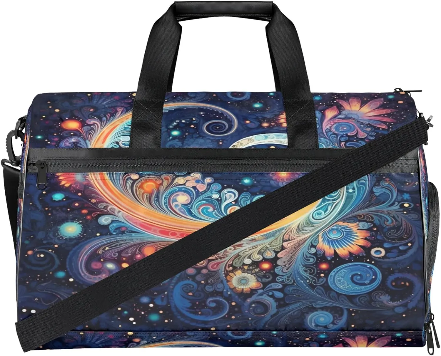 Gym Bag for Women Men Colorful Abstract Galaxy Travel Duffle Bag with Shoe Compartment Waterproof Sports Tote Bags Large Overnight Weekender Bags for Travel Swimming Gym Yoga Dance