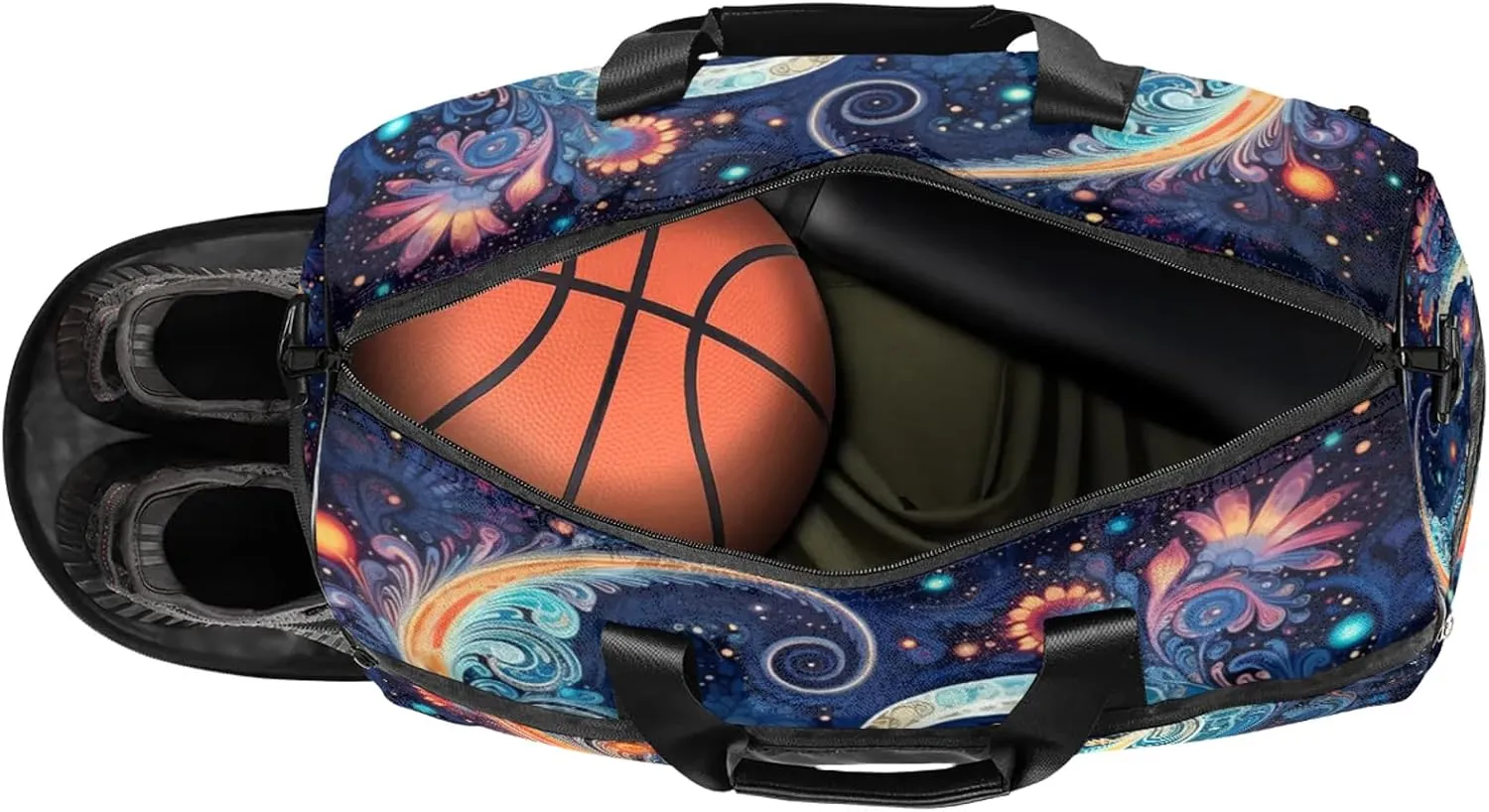 Gym Bag for Women Men Colorful Abstract Galaxy Travel Duffle Bag with Shoe Compartment Waterproof Sports Tote Bags Large Overnight Weekender Bags for Travel Swimming Gym Yoga Dance