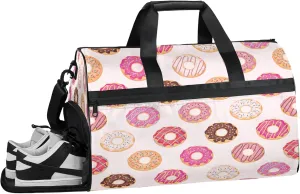 Gym Bag for Women Men Colorful Donuts Travel Duffle Bag with Shoe Compartment Waterproof Sports Tote Bags Large Overnight Weekender Bags for Travel Swimming Gym Yoga Dance