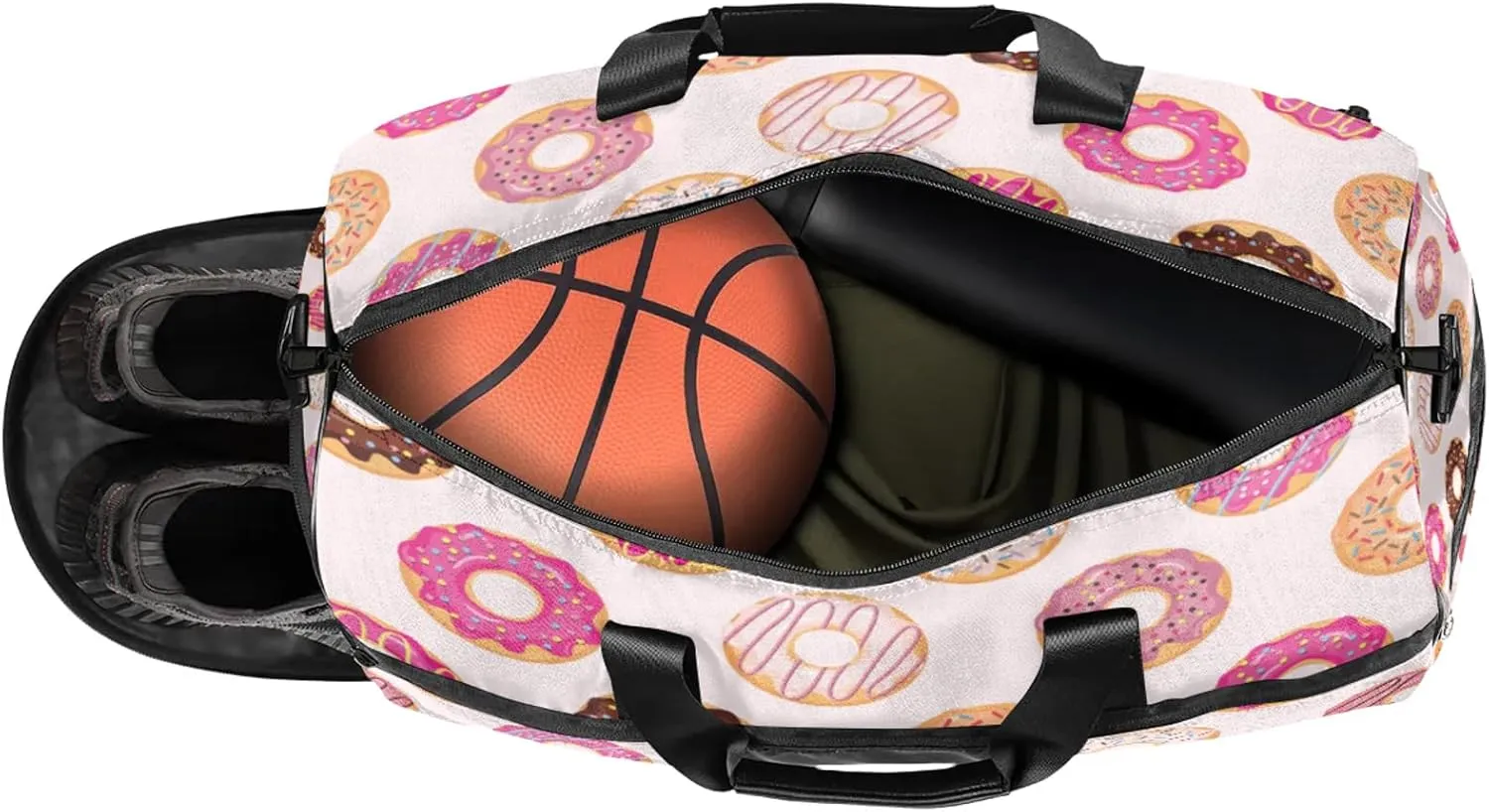 Gym Bag for Women Men Colorful Donuts Travel Duffle Bag with Shoe Compartment Waterproof Sports Tote Bags Large Overnight Weekender Bags for Travel Swimming Gym Yoga Dance