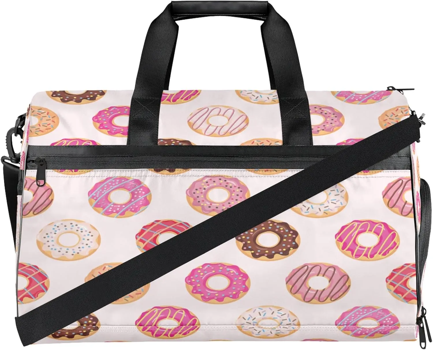 Gym Bag for Women Men Colorful Donuts Travel Duffle Bag with Shoe Compartment Waterproof Sports Tote Bags Large Overnight Weekender Bags for Travel Swimming Gym Yoga Dance