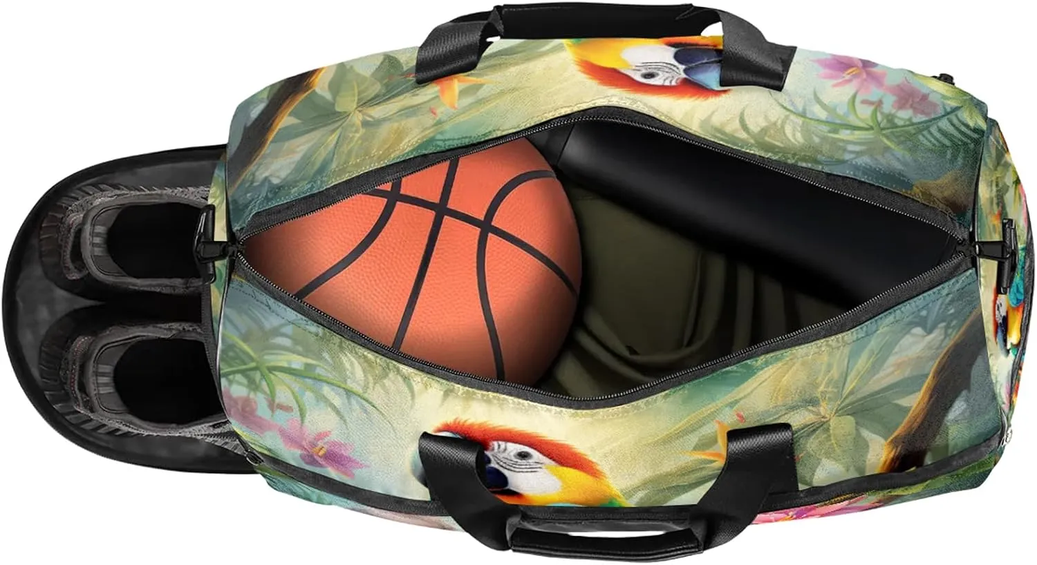 Gym Bag for Women Men Colorful Flower Bird Abstract Travel Duffle Bag with Shoe Compartment Waterproof Sports Tote Bags Large Overnight Weekender Bags for Travel Swimming Gym Yoga Dance