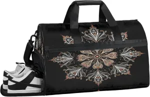 Gym Bag for Women Men Ethnic Mandala Flower Travel Duffle Bag with Shoe Compartment Waterproof Sports Tote Bags Large Overnight Weekender Bags for Travel Swimming Gym Yoga Dance