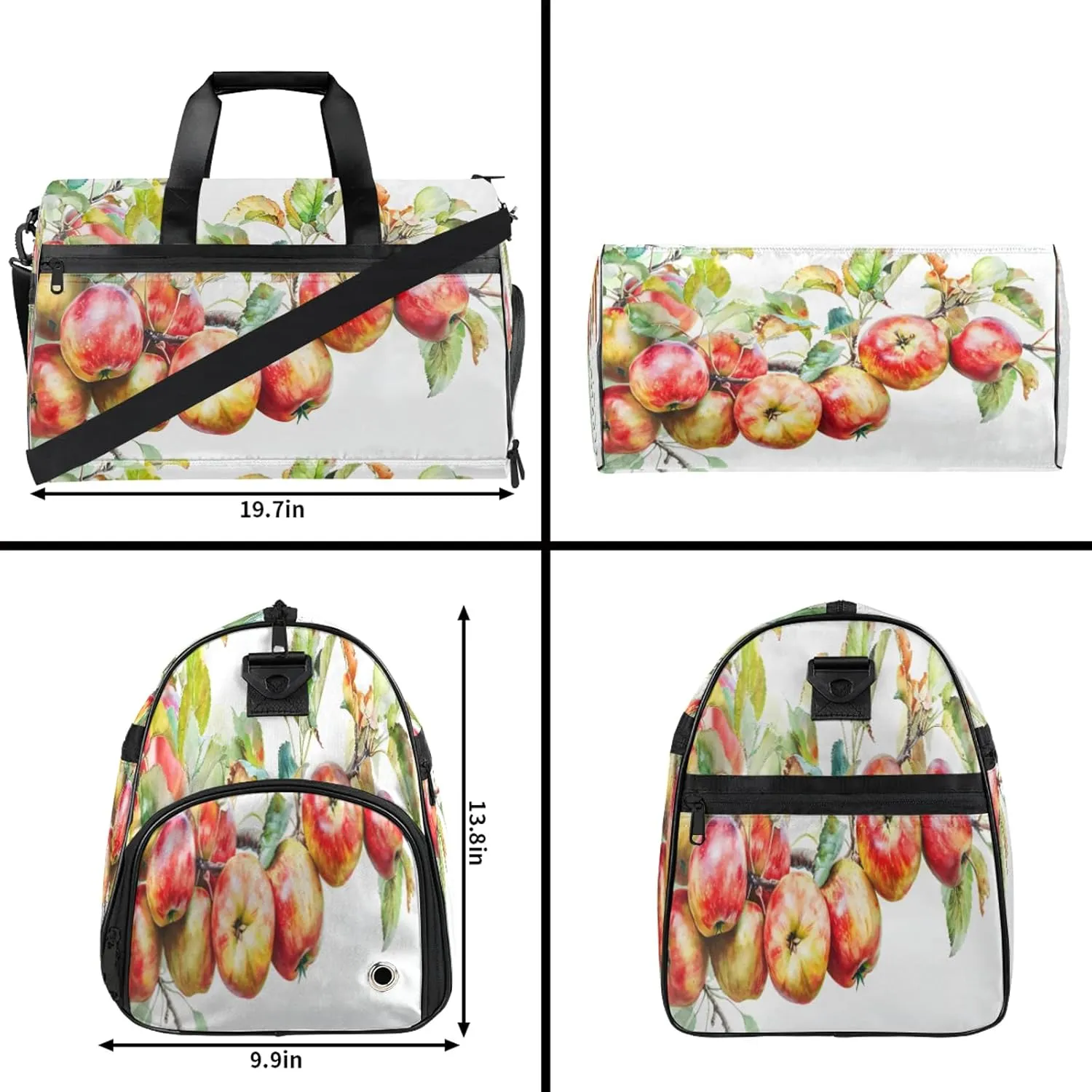 Gym Bag for Women Men Fruit Apple Tree Travel Duffle Bag with Shoe Compartment Waterproof Sports Tote Bags Large Overnight Weekender Bags for Travel Swimming Gym Yoga Dance