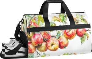 Gym Bag for Women Men Fruit Apple Tree Travel Duffle Bag with Shoe Compartment Waterproof Sports Tote Bags Large Overnight Weekender Bags for Travel Swimming Gym Yoga Dance