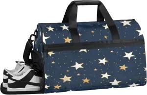 Gym Bag for Women Men Universe Stars Blue Travel Duffle Bag with Shoe Compartment Waterproof Sports Tote Bags Large Overnight Weekender Bags for Travel Swimming Gym Yoga Dance
