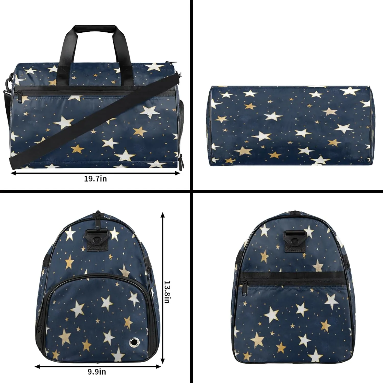 Gym Bag for Women Men Universe Stars Blue Travel Duffle Bag with Shoe Compartment Waterproof Sports Tote Bags Large Overnight Weekender Bags for Travel Swimming Gym Yoga Dance
