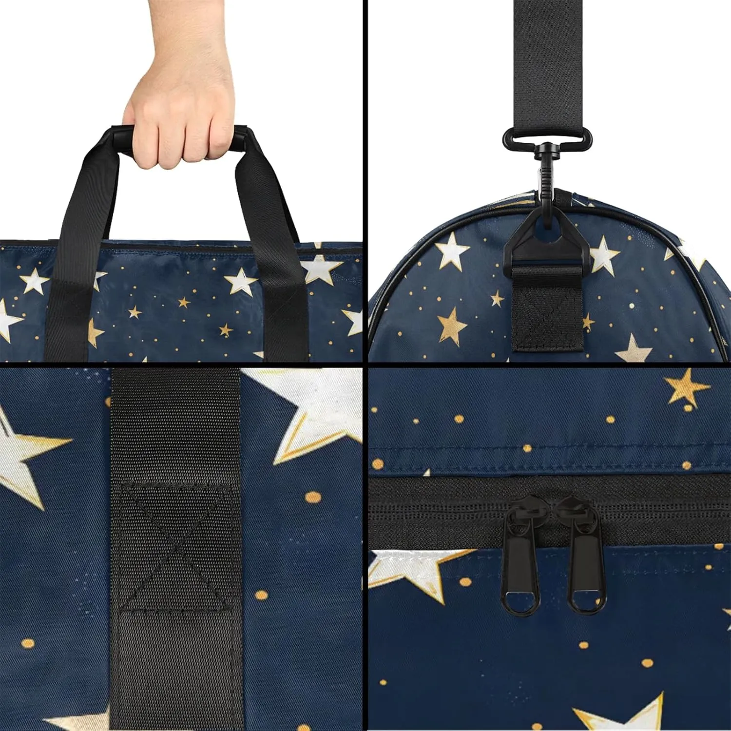 Gym Bag for Women Men Universe Stars Blue Travel Duffle Bag with Shoe Compartment Waterproof Sports Tote Bags Large Overnight Weekender Bags for Travel Swimming Gym Yoga Dance