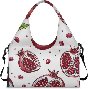Gym Bag for Women Sweet Pomegranate Duffel Bag with Shoe Compartment and Yoga Mat Holder Portable Weekender Bags Travel Tote Bags
