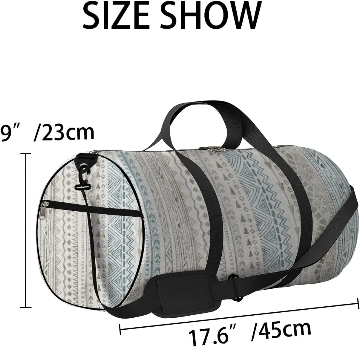 Gym Bag Sports Travel Bag Abstract Stripe Texture Symmetric Geometry Weekender Bags with 2 Side Pocket Lightweight Waterproof Polyester Tote Bag for Swimming Yoga Women Men 9x17.6inch
