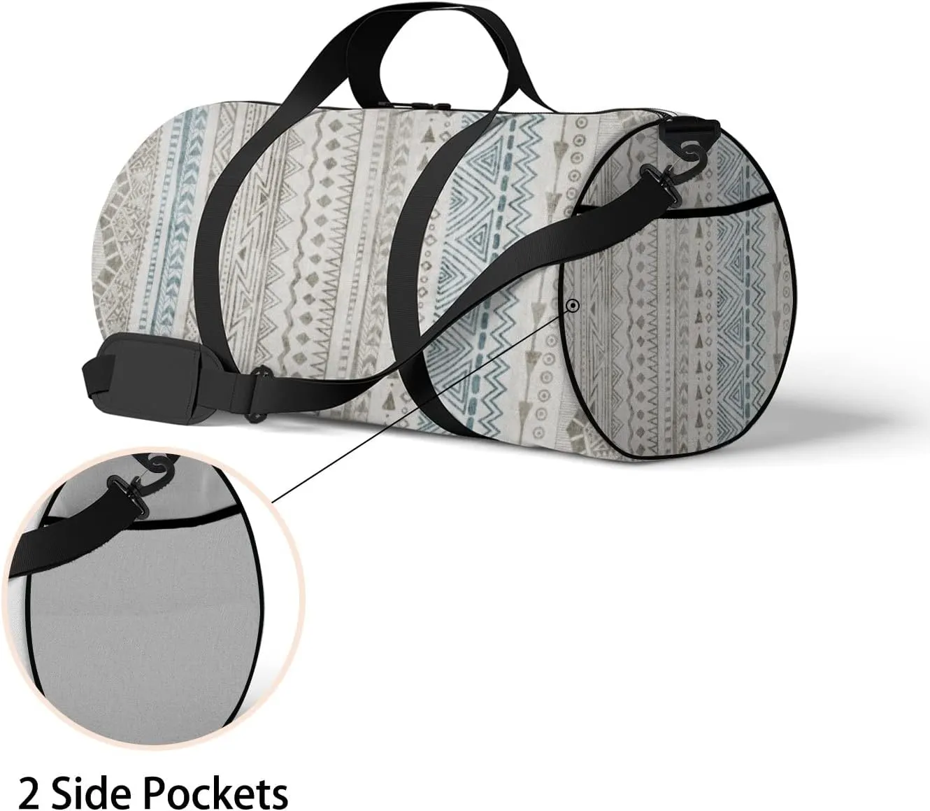Gym Bag Sports Travel Bag Abstract Stripe Texture Symmetric Geometry Weekender Bags with 2 Side Pocket Lightweight Waterproof Polyester Tote Bag for Swimming Yoga Women Men 9x17.6inch