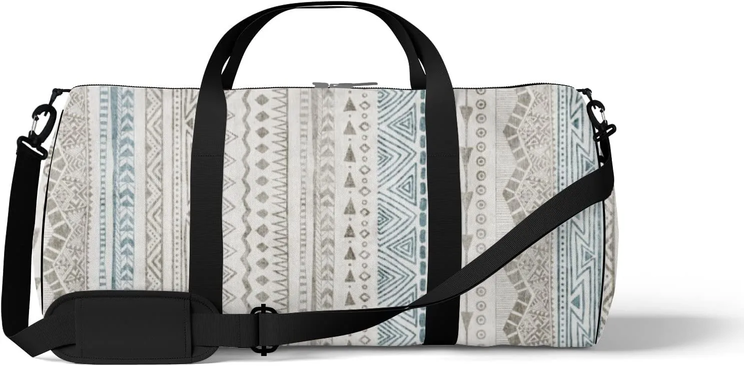 Gym Bag Sports Travel Bag Abstract Stripe Texture Symmetric Geometry Weekender Bags with 2 Side Pocket Lightweight Waterproof Polyester Tote Bag for Swimming Yoga Women Men 9x17.6inch