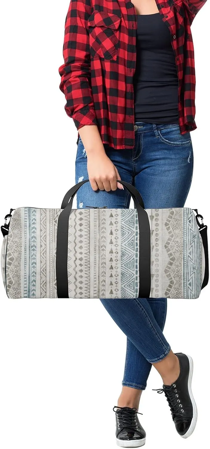 Gym Bag Sports Travel Bag Abstract Stripe Texture Symmetric Geometry Weekender Bags with 2 Side Pocket Lightweight Waterproof Polyester Tote Bag for Swimming Yoga Women Men 9x17.6inch