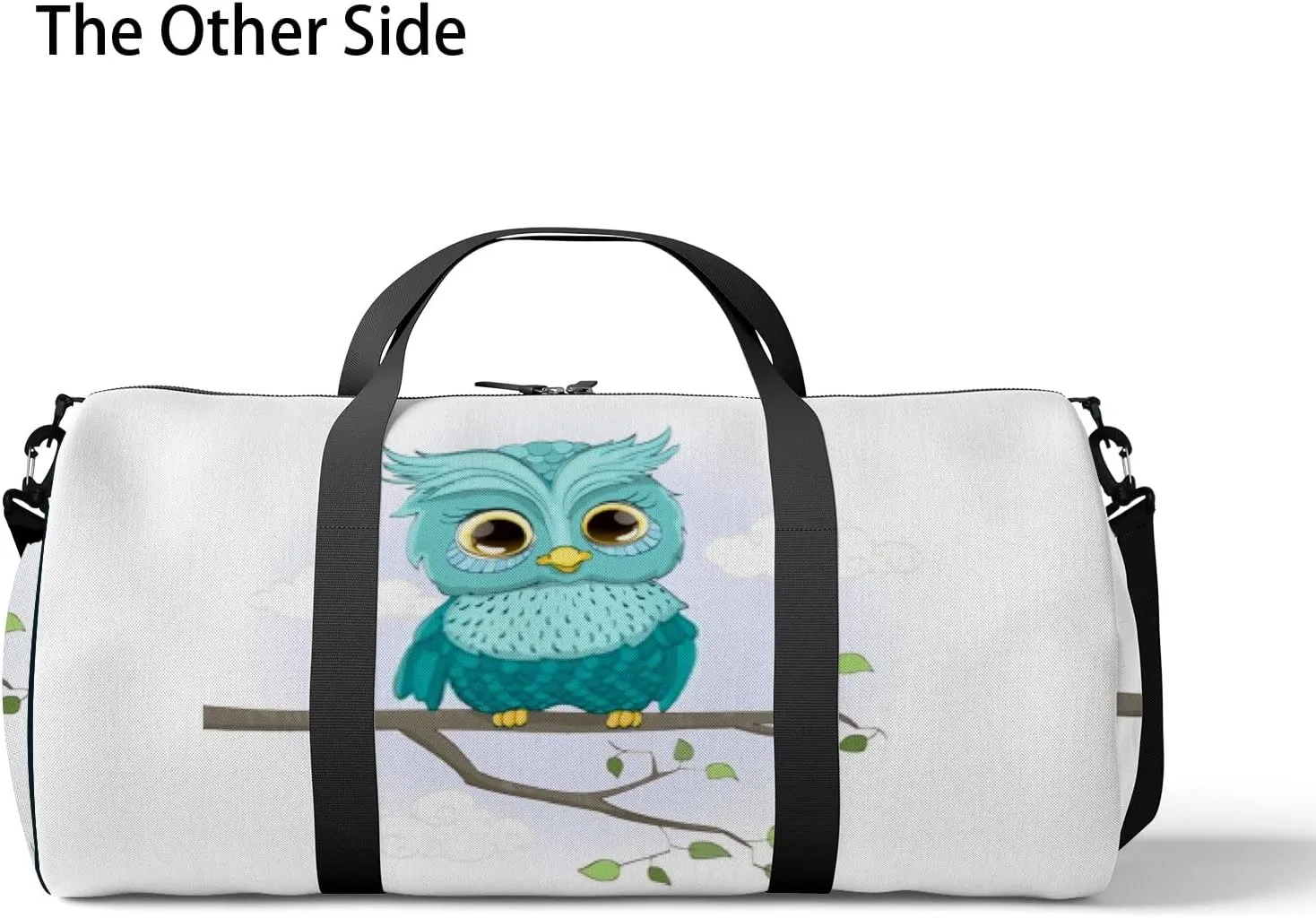 Gym Bag Sports Travel Bag Cute Owl Blue Weekender Bags with 2 Side Pocket Lightweight Waterproof Polyester Tote Bag for Swimming Yoga Women Men 9x17.6inch