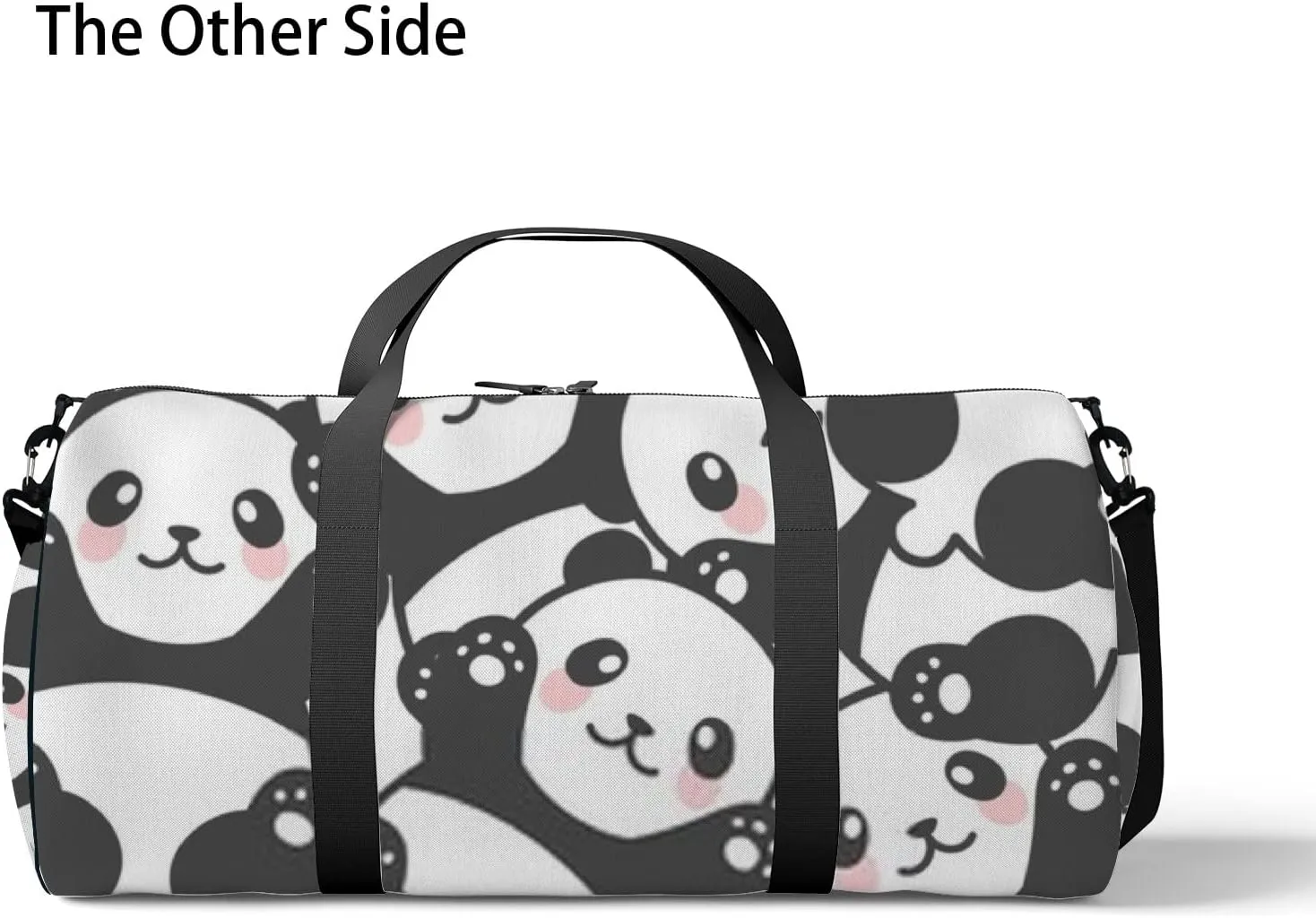 Gym Bag Sports Travel Bag Cute Panda White Blue Weekender Bags with 2 Side Pocket Lightweight Waterproof Polyester Tote Bag for Swimming Yoga Women Men 9x17.6inch