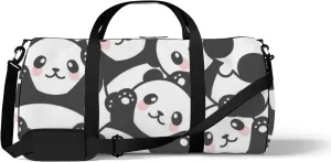 Gym Bag Sports Travel Bag Cute Panda White Blue Weekender Bags with 2 Side Pocket Lightweight Waterproof Polyester Tote Bag for Swimming Yoga Women Men 9x17.6inch