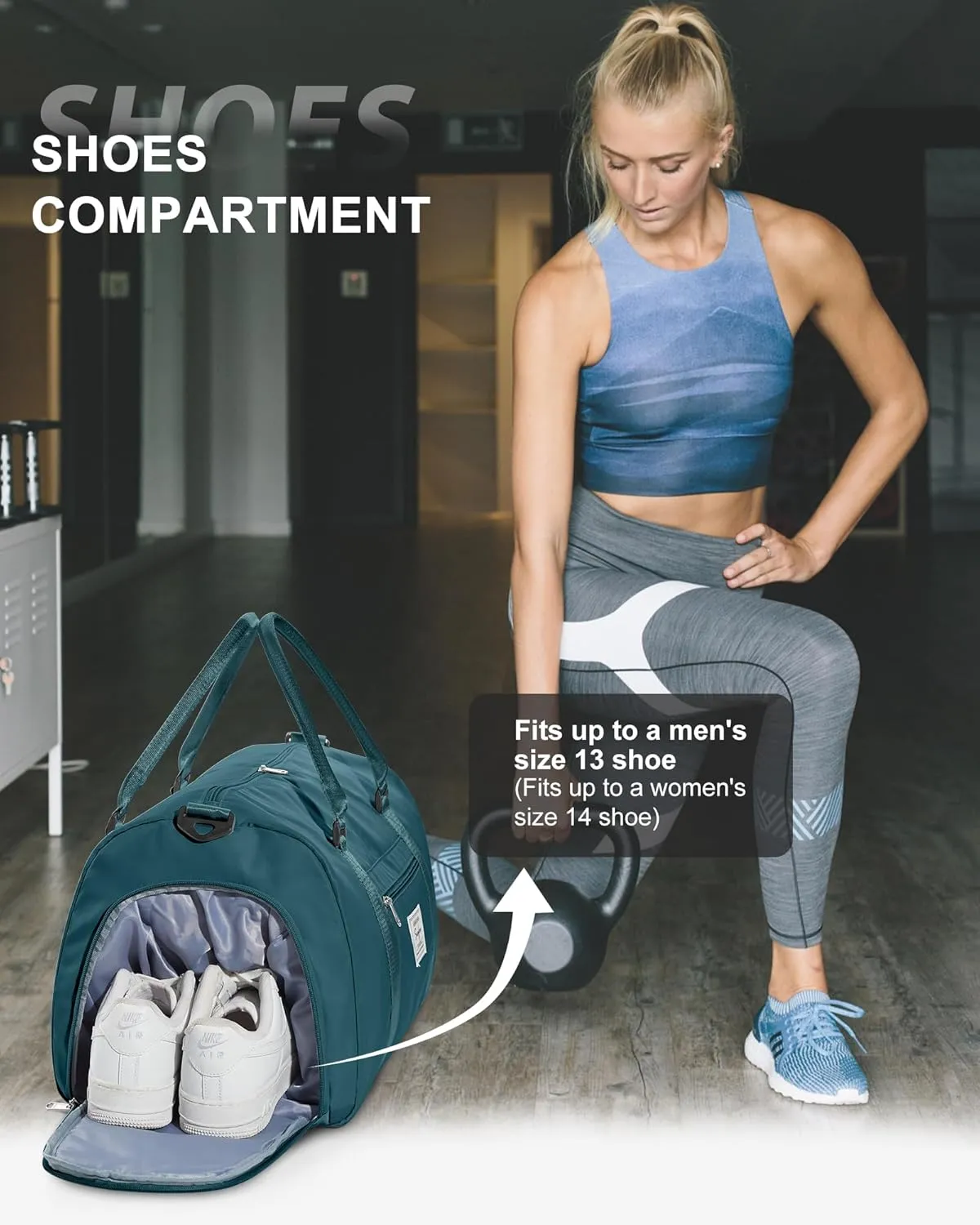 Gym Bag Womens Mens with Shoes Compartment and Wet Pocket Travel Duffel Bag for Women for Plane Sport Gym Tote Bags with Toiletry Bag Waterproof Weekend Overnight Bag Carry on Bag Hospital Holdalls