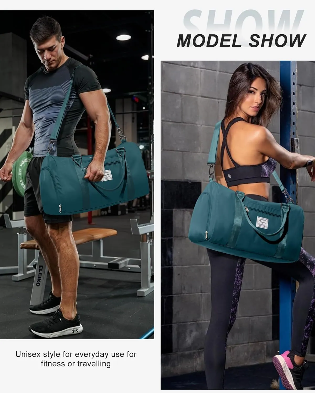 Gym Bag Womens Mens with Shoes Compartment and Wet Pocket Travel Duffel Bag for Women for Plane Sport Gym Tote Bags with Toiletry Bag Waterproof Weekend Overnight Bag Carry on Bag Hospital Holdalls