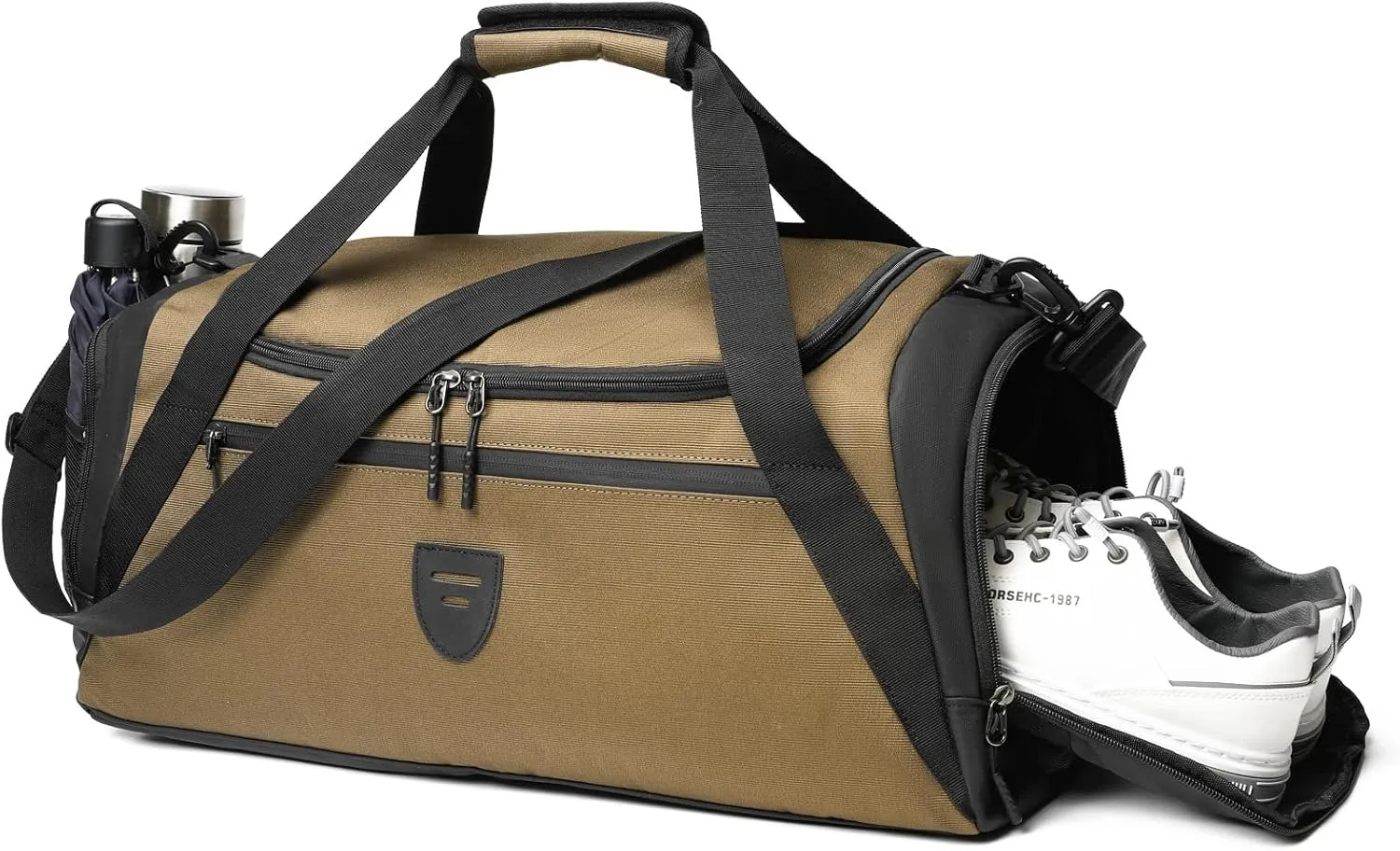 Gym Bags For Men & Women With Shoes Compartment And Wet Pocket, Sports Duffle Bag, Workout Bags For Gym Swimming Yoga,Waterproof Weekend Overnight Carry On Bag A-TD-005-Brown