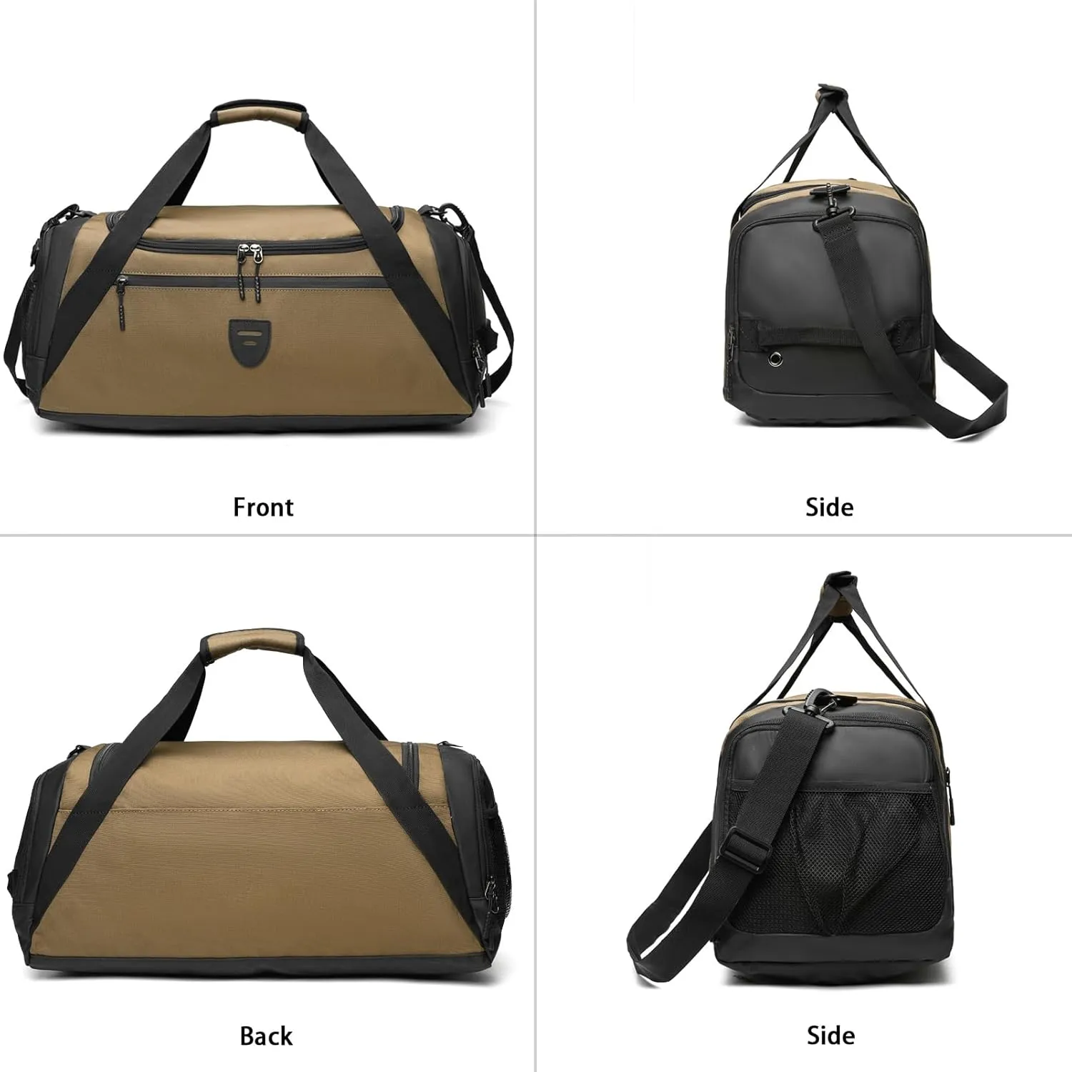 Gym Bags For Men & Women With Shoes Compartment And Wet Pocket, Sports Duffle Bag, Workout Bags For Gym Swimming Yoga,Waterproof Weekend Overnight Carry On Bag A-TD-005-Brown