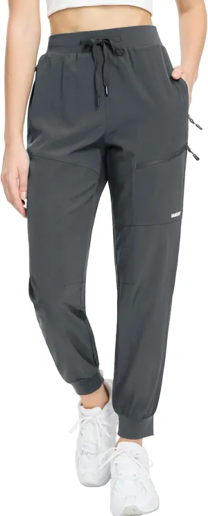 Haimont Women's Hiking Pants Joggers Lightweight Quick Dry Elastic Waist Stretch Pants with Zip Pockets Travel Camping