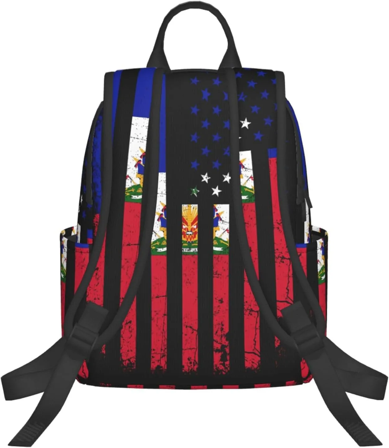 Haitian American Flag Haitian Roots Casual Backpacks Large Capacity Laptop Backpack Sports Fitness Rucksack Travel Carry-On Daypack Work Bag for Outdoor Camping