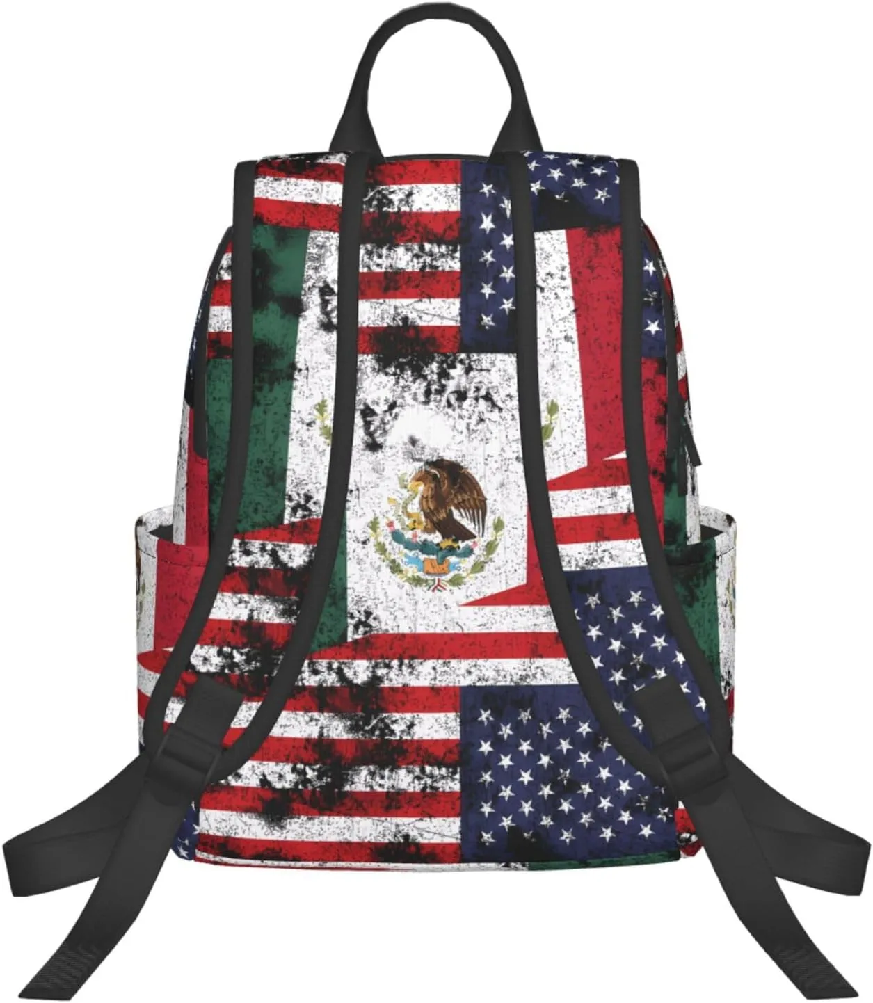 Half Mexico American Flag Travel Backpacks Casual Laptop Backpack Sport Rucksack Large Capacity Daypack Multi-Pockets Adjustable Strap Bag for Working Hiking