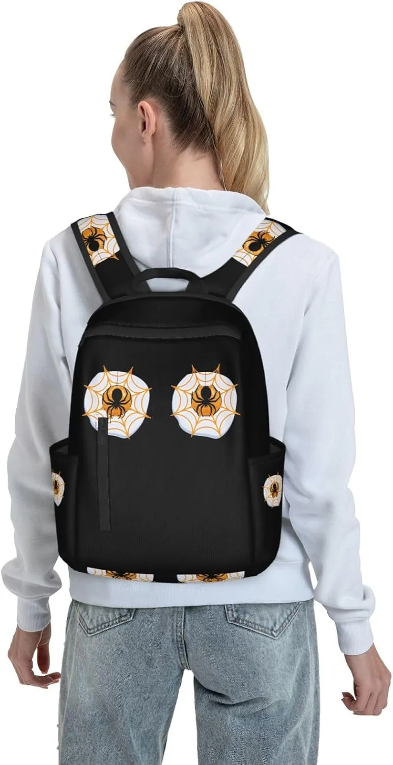 Halloween Eggs Boobs Spider Casual Backpacks Large Capacity Laptop Backpack Sports Rucksack Travel Daypack Adjustable Shoulder Strap Work Bag for Outdoor Camping