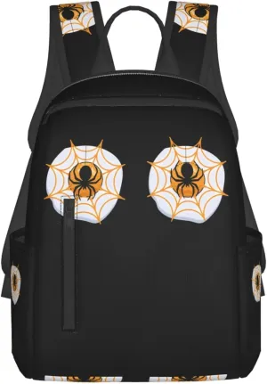 Halloween Eggs Boobs Spider Casual Backpacks Large Capacity Laptop Backpack Sports Rucksack Travel Daypack Adjustable Shoulder Strap Work Bag for Outdoor Camping