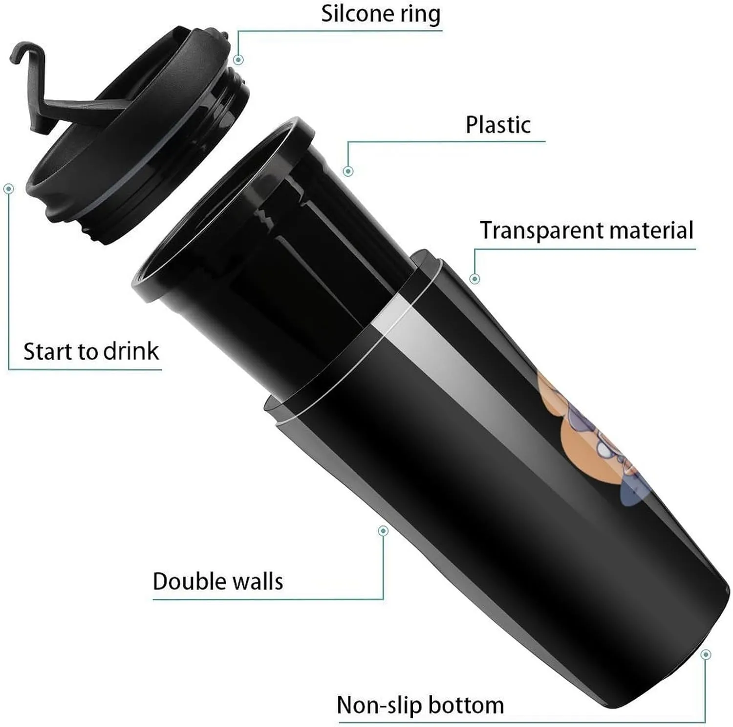 Halloween Ghost Coffee Coffee Mug with Lid Portable Tumbler Water Bottle for Travel Business 350ml
