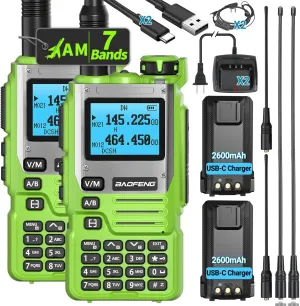 Ham Radio Handheld Long Range High Power Walkie Talkies NOAA Weather Receiver DTMF USB-C Charger Two Way Radio Full Kit K61 with 2600mAh Battery,High Gain Antenna,2 Pack