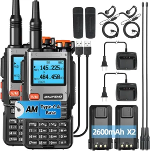 Ham Radio Handheld Long Range Walkie Talkies NOAA Weather Radio Copy Frequency USB-C Charger UHF/VHF/1.25M 999 Channels K61 Two Way Radio Full Kit with 2600mAh Battery,2 Pack