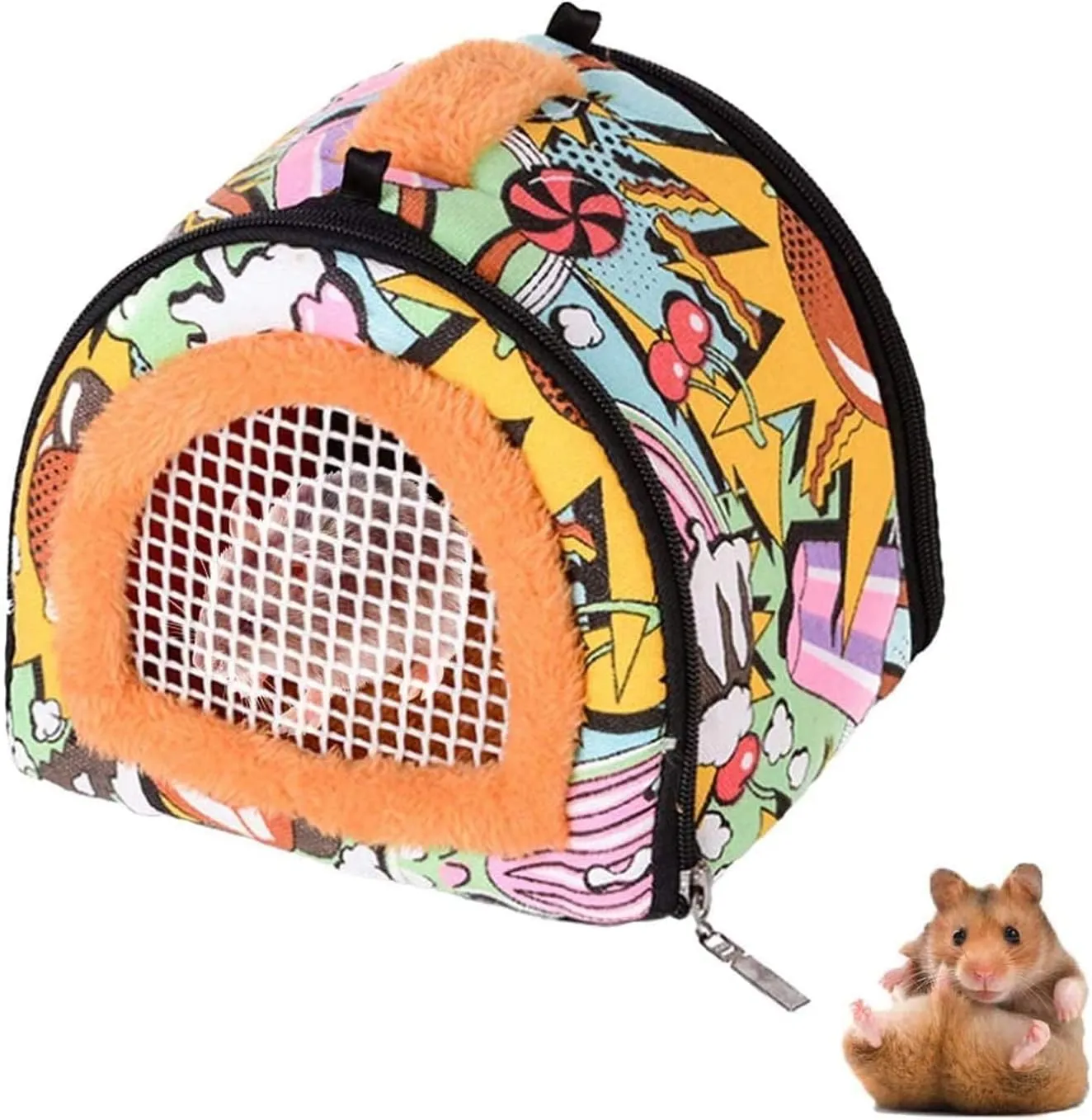 Hamiledyi Hamster Carrier Bag Small Animal Outgoing Travel Pouch Pet Backpack Carrying Bag with Zipper and Strap Breathable and Safe Suitable for Hedgehogs Hamsters Mice