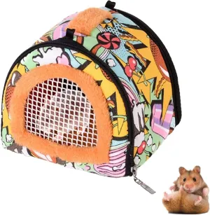 Hamiledyi Hamster Carrier Bag Small Animal Outgoing Travel Pouch Pet Backpack Carrying Bag with Zipper and Strap Breathable and Safe Suitable for Hedgehogs Hamsters Mice