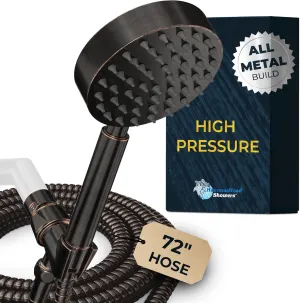 HammerHead Showers® ALL METAL Handheld Shower Head with Hose and Brass Holder - OIL RUBBED BRONZE - 2.5 GPM High Pressure Shower Heads with Adjustable Shower Wand Bracket - 6ft Flexible Extension